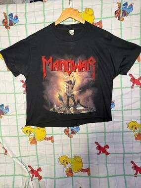 Vintage 1989 Manowar Kings of Metal Tour Cropped T-Shirt